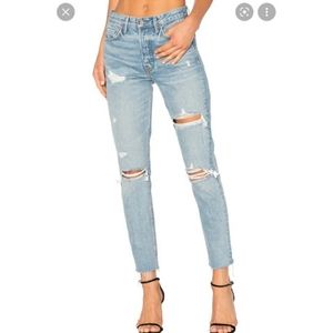 Revolve GRLFRND Karolina High Rise Distressed Light Wash Skinny Jeans